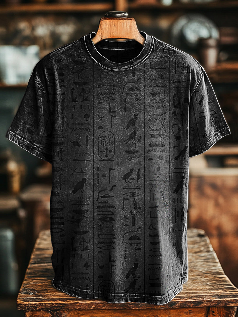 Unisex Vintage Abstract Totem Print Casual Loose T-Shirt
