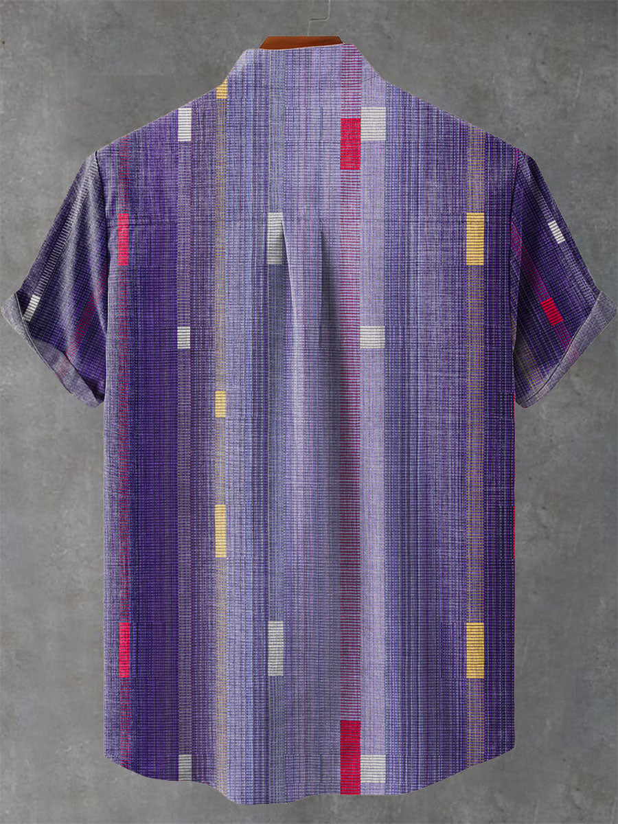 Playful Modern Design Abstract Geometric Pattern Art Vintage Print Casual 100% Cotton Shirt