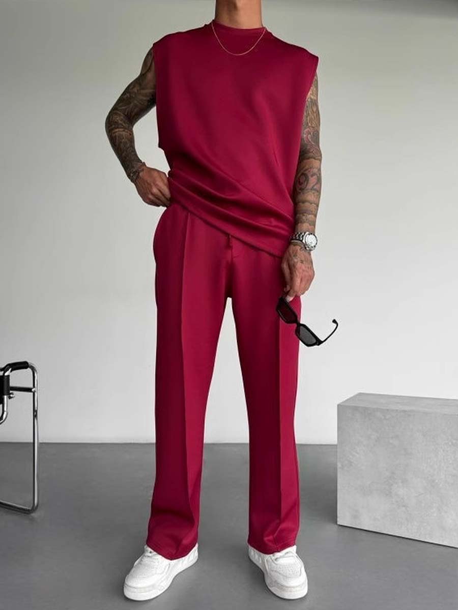 Sports Casual Trousers Vest Set Loose Sleeveless T-shirt Fitness Set