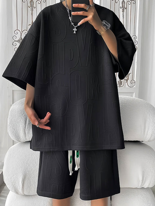 Men's Waffle Casual Loose Shorts Sports Suit