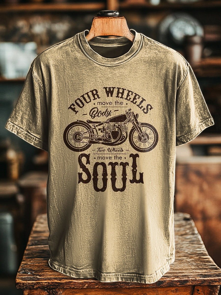 Unisex Vintage Biker Slogan Printed Casual Loose T-Shirt