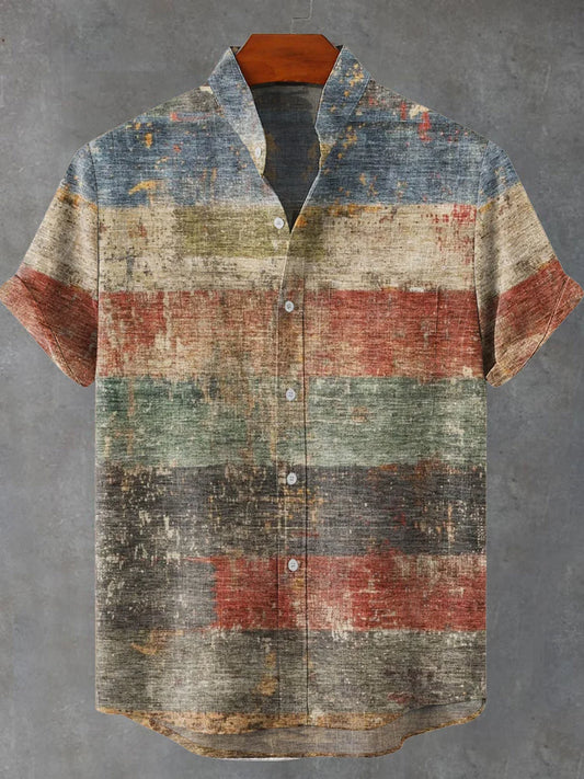 Unisex Retro Stripe Printed Old Casual Loose Short Sleeve T-Shirt