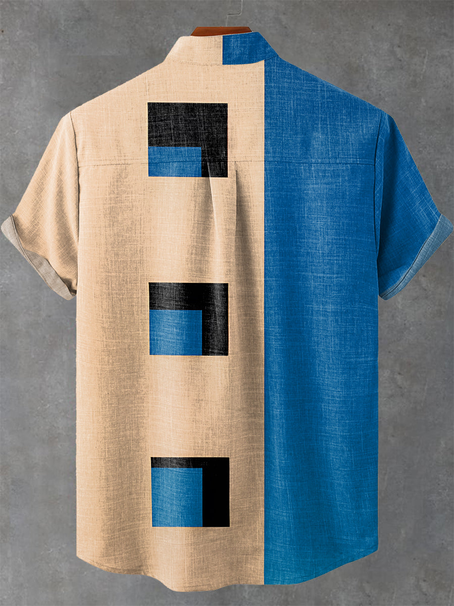 Abstract Art Geometry Print Casual 100% Cotton Shirt