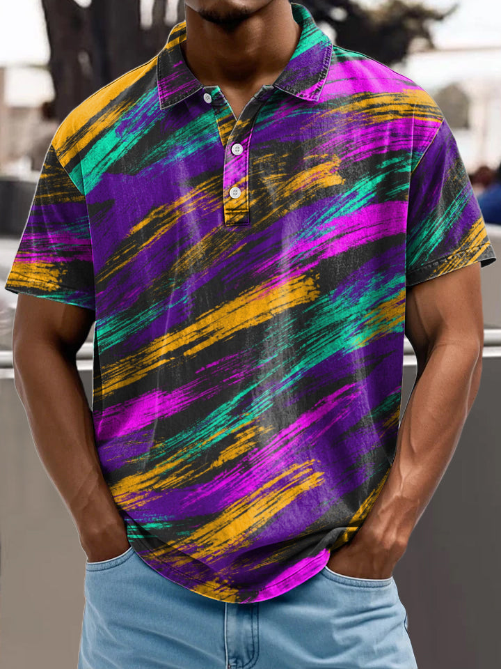 Colorful Striped Decorative Pattern Casual Cotton Polo