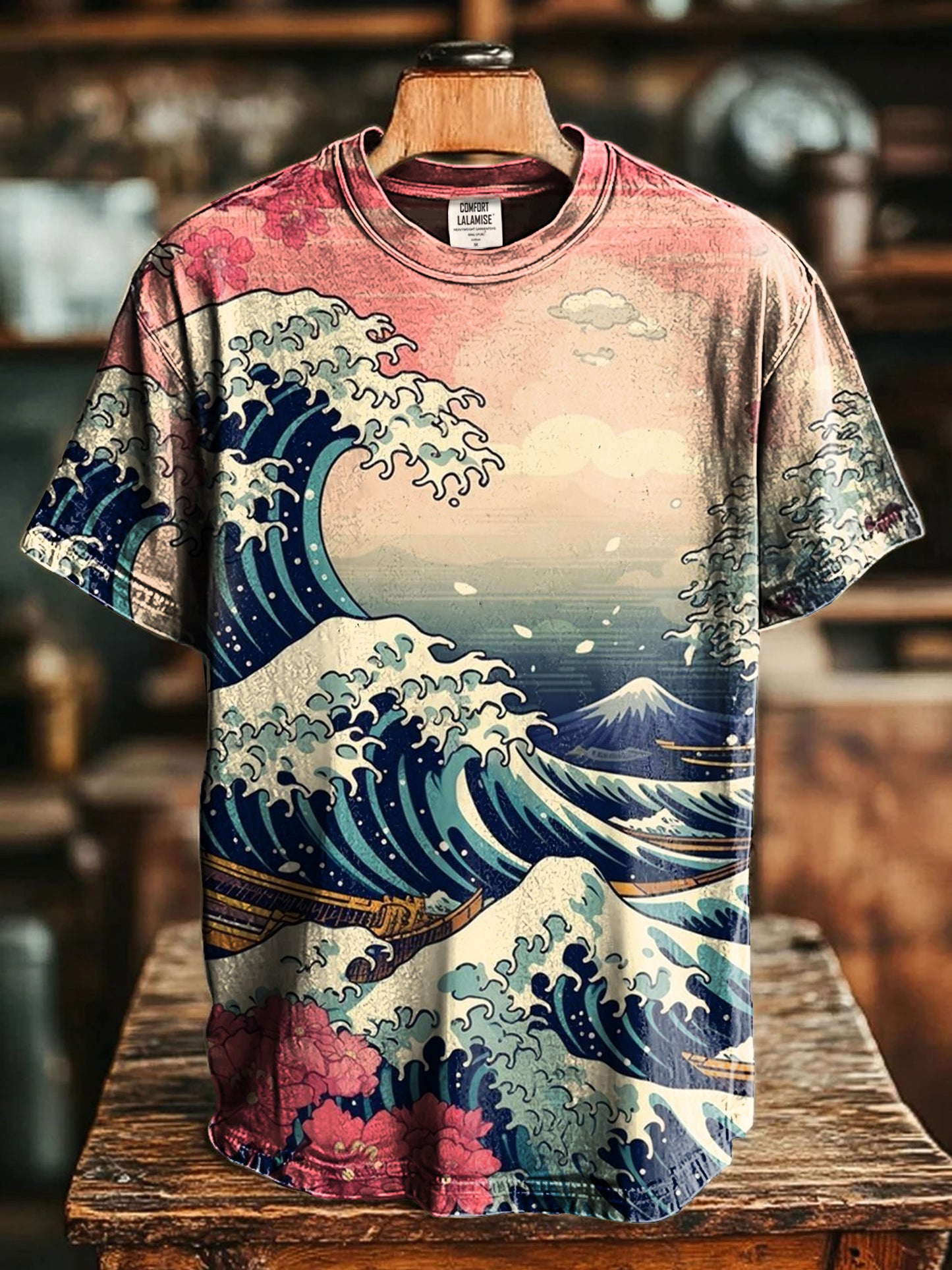 Vintage Japanese Art Print Casaul Short SleeveT-shirt