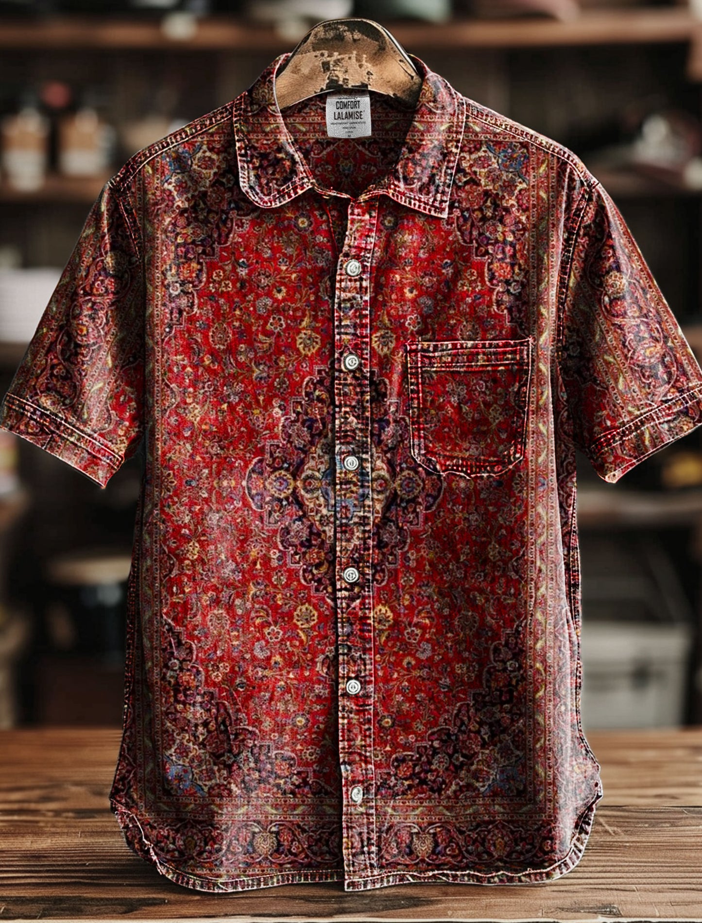 Vintage Ethic Print Casual 100% Cotton Shirt