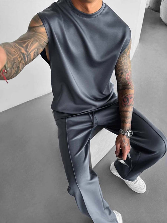 Sports Casual Trousers Vest Set Loose Sleeveless T-shirt Fitness Set