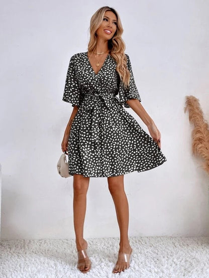 V-neck Waist Fashion Versatile Boho Dress