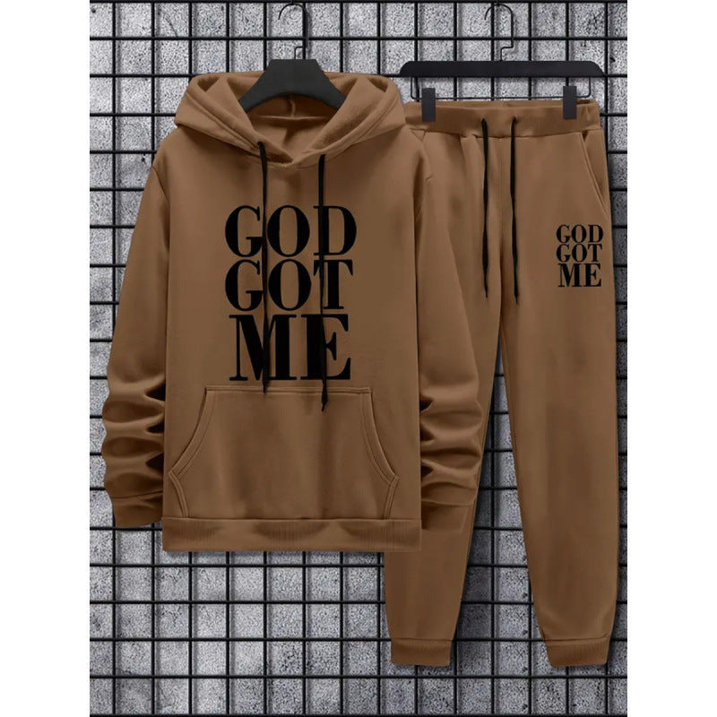 GOD GOT ME trendy hooded sweatshirt set