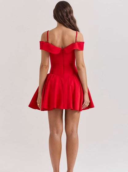 Scarlet Off-Shoulder Spaghetti Strap Mini Dress