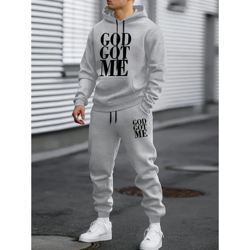GOD GOT ME trendy hooded sweatshirt set