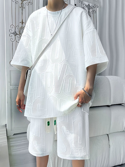 Men's Waffle Casual Loose Shorts Sports Suit
