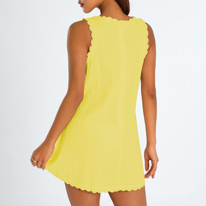 Scalloped A-Line Beach Dress In Black