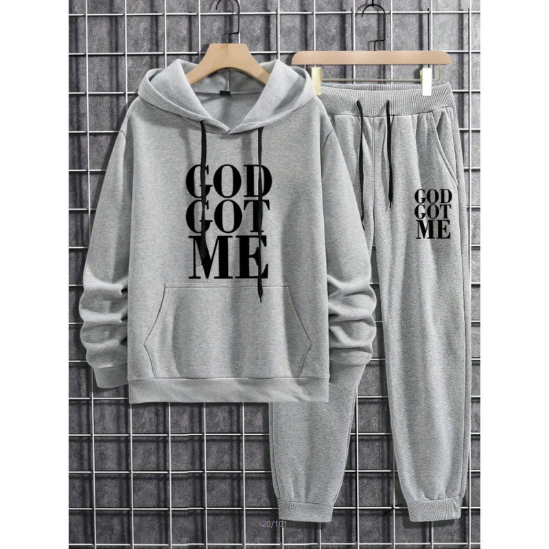 GOD GOT ME trendy hooded sweatshirt set