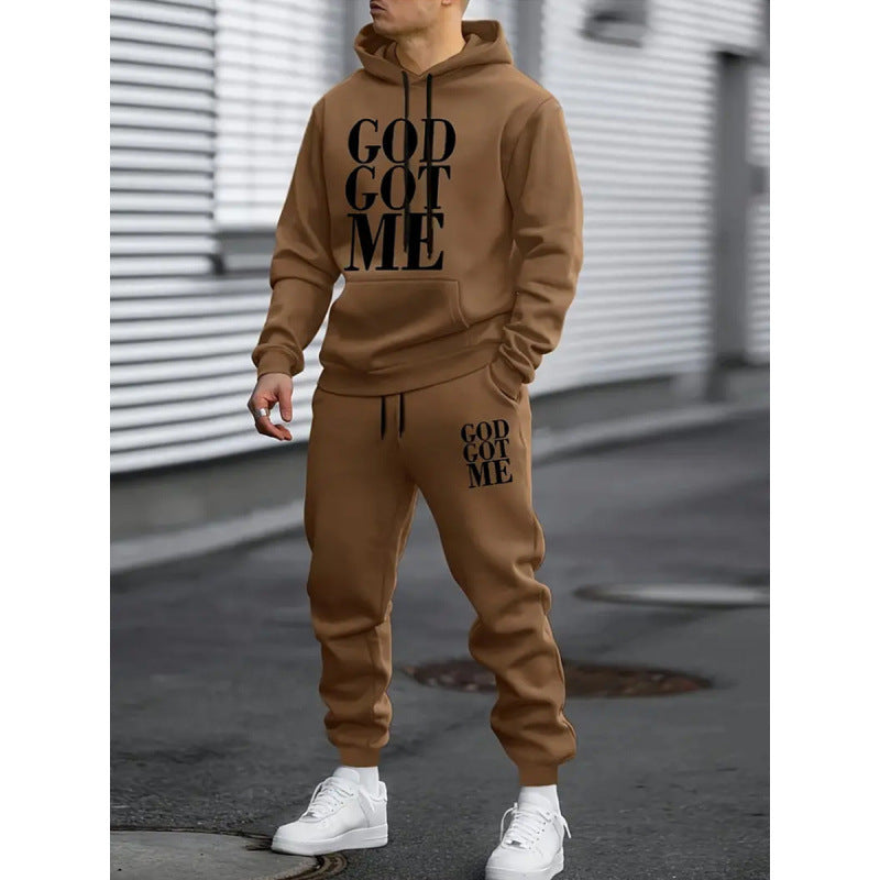 GOD GOT ME trendy hooded sweatshirt set