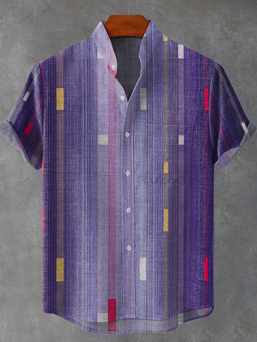 Playful Modern Design Abstract Geometric Pattern Art Vintage Print Casual 100% Cotton Shirt