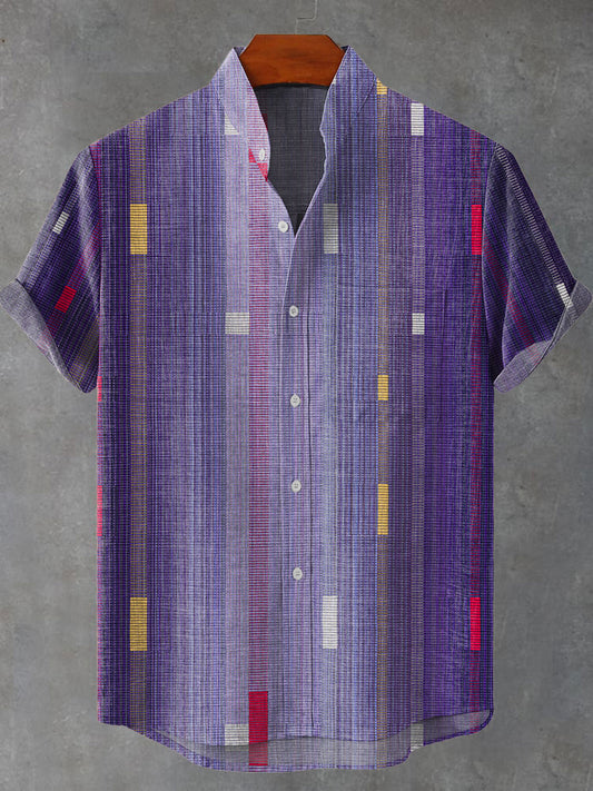 Playful Modern Design Abstract Geometric Pattern Art Vintage Print Casual 100% Cotton Shirt