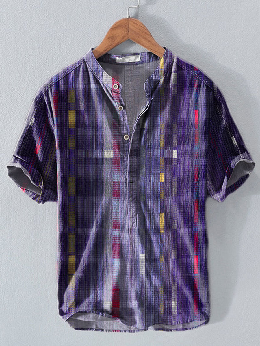 Playful Modern Design Abstract Geometric Pattern Art Vintage Print Casual 100% Cotton Shirt