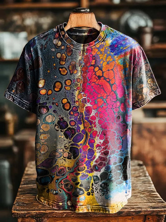 Abstract Colorful Ripple Print Casual 100% Cotton Shirt