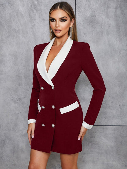 Elegant V-Neck Blazer Dress