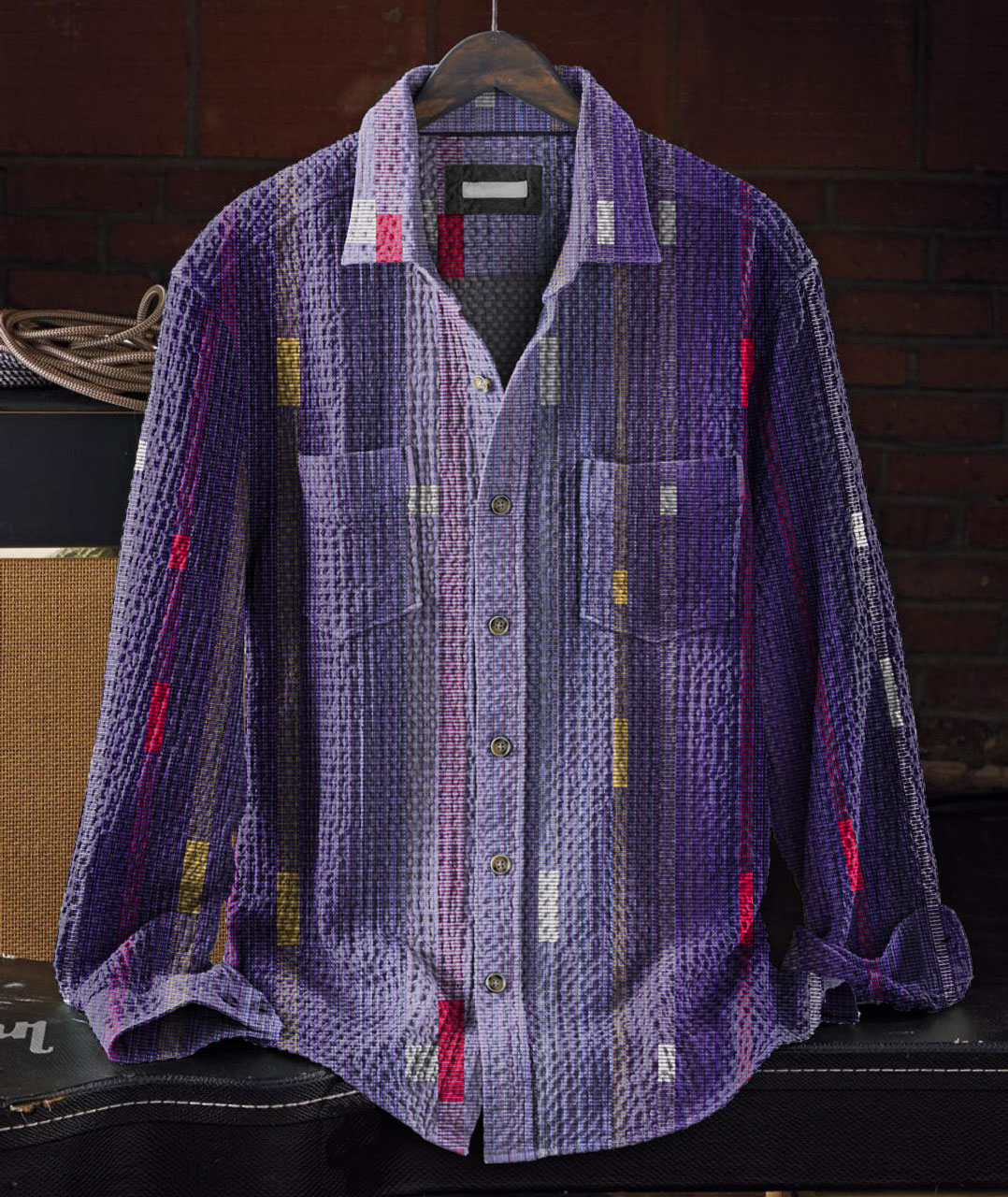 Playful Modern Design Abstract Geometric Pattern Art Vintage Print Casual 100% Cotton Shirt